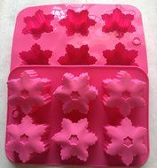 LARGE 6 Cup Snowflakes Mould, Muffin Biscuit Soap CANDLE mold, ice cube tray 25.5*17.2*3.7cm, Each dia. 6.5cm