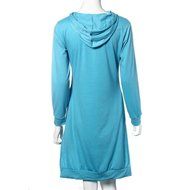 Morecome Women Sweatshirt Dress Double Split Hoodie Pullover Pockets Sweater (XL, Blue) N2