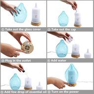 3E Home 30-2300 Cool Mist Humidifier Ultrasonic Essential Oil Diffuser (Blue glass cover) N5