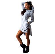 Morecome Women Sweatshirt Dress Double Split Hoodie Pullover Pockets Sweater (XL, Blue) N3