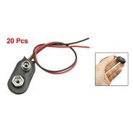 TOOGOO(R) 20 Pcs Black Faux Leather Housing T Type Wired 9V Battery Clip Connector N2