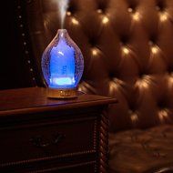 3E Home 30-2300 Cool Mist Humidifier Ultrasonic Essential Oil Diffuser (Blue glass cover) N6