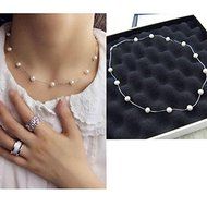 Women Jewelry Pendant Chain Pearl Choker Chunky Statement Bib Collar Necklace N4