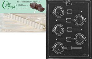 Cybrtrayd 45St25-A146 Lady Bug Lolly Animal Chocolate Candy Mold with 25 4.5-Inch Lollipop Sticks