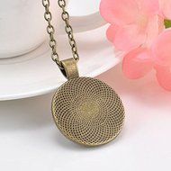 Vintage Fashion Living Tree of Life Cabochon Glass Pendant Bronze Chain Necklace