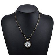 Vintage Fashion Living Tree of Life Cabochon Glass Pendant Bronze Chain Necklace N3