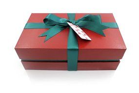 Fancy Gift Box Kit with Lid and Ribbon | Tissue Paper &amp; Tag, Red Canvas Exterior | Complete Gifting Set | Decorative... N2