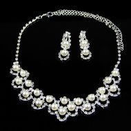 LING'S SHOP Women's Bridal Jewelry Set Pearl Crystal Earrings Pendant Rhinestone Necklace for Prom Party N4
