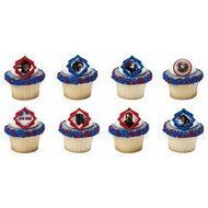 Captain America Divided Cupcake Rings - 24 ct