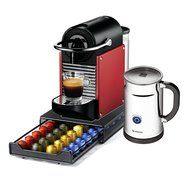 Nespresso Pixie D60 Carmine Red Espresso Machine With Aeroccino Plus Milk Frother and Bonus 40 Capsule Storage...