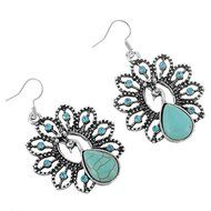 1Pair Boho Turquoise Rhinestone Peacock Hook Dangle Earrings Women Jewelry NEW N3