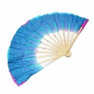 Dual Color Silk Bamboo Folk Dance Fan Chinese Handmade Belly Dancing Fans N3
