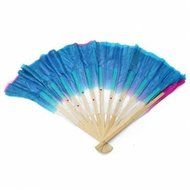 Dual Color Silk Bamboo Folk Dance Fan Chinese Handmade Belly Dancing Fans N4