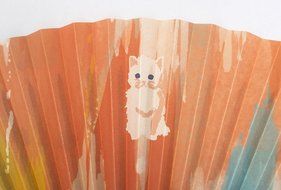 Fine &amp; Folded Folding Hand Fan - iKat &amp; Kitten - with fabric carrying case N2