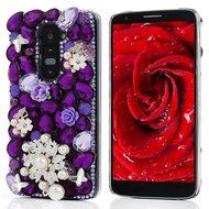 Spritech(TM) Clear Phone Case,Bling 3D Handmade Rose Crystal Pink Flower Pattern Design Hard Smartphone Cover...