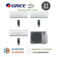 Gree MULTI30BVIR303 - 30,000 BTU Multi21 Tri-Zone Wall Mounted Mini Split Air Conditioner with Heat Pump 220V... N3