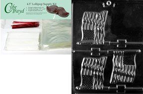 Cybrtrayd P010 Flag Lolly Chocolate Candy Mold with Exclusive Cybrtrayd Copyrighted Chocolate Molding Instructions... N5