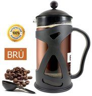 SALE! Classic French Press - BRU USA Coffee & Tea Maker | 8 Cup - 34 Oz | Stainless Steel, Enhanced DOUBLE Filter... N2