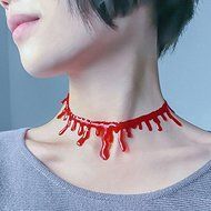 1Pcs Handmade Cutting Bloodstain Necklace Halloween Party Cosplay Accessories N6