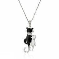 Fashion Women Girl Silver Plated Cat Pendant Chain Necklace Jewelry GIFT N2