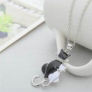 Fashion Women Girl Silver Plated Cat Pendant Chain Necklace Jewelry GIFT N3