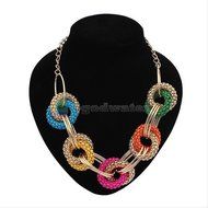Charm Fashion Jewelry Pendant Chain Crystal Choker Chunky Statement Bib Necklace N8