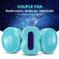 Intsun 360 Degree Rotation Mini Handheld Portable Couples Fan,Quiet Operation Desktop Fan with LED Light Dual... N15