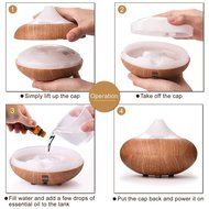 HOUSWEETY 140ml Aromatherapy Essential Oil Diffuser Cool Mist Humidifier with 7 Color LED Lights, Wood Grain N8