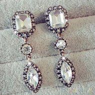 Women's Fashion Rhinestone Crystal Gem Waterdrop Pendant Dangle Eardrop Earrings N2
