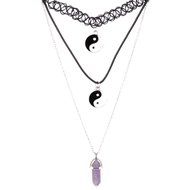 3P Quartz Multi Layer Goth Tattoo Choker Necklace Stretch Elastic Goth Boho 90s N6