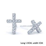 1 Pair Full Rhinestone Crosses-shaped Delicate Ear Stud Earrings Fashion Jewelry N5