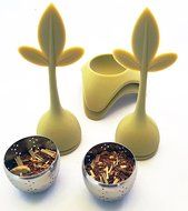 Tea Infuser with Stylish Three Leaf Silicone Handle and Stainless Steel Strainer Ball Filter includes Drip Tray... N3