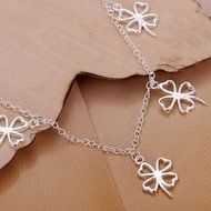 New Women 925 Sterling Silver Plated 5 Lucky Clover Charm Chain Bracelet Jewelry N4