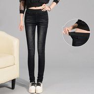 Spritech(TM) Women's Autumn Slim Relaxed Elastic Waist Jeans Pants Dark Blue N5