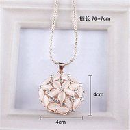 Hollow 2016 Opal Crystal Flower Long Pendant Necklace Gold Sweater Chain N2