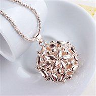 Hollow 2016 Opal Crystal Flower Long Pendant Necklace Gold Sweater Chain N4