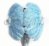 Hot-fans Single Layer Ostrich Feather Fan 24"x 41"for Pair, Sky Blue