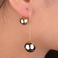 Prom Gold Plated Double Ball Two Sided Faux Pearl Dangle Bubble Earrings N2