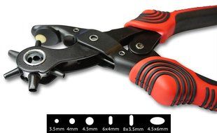 Nouventi Leather hole punch - Heavy duty puncher tool with 6 sizes on revolving head - Requires less strength... N2