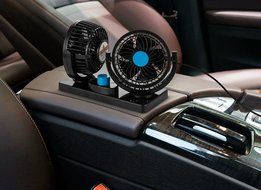 AboveTEK 12V DC Electric Car Fan - Rotatable 2 Speed Dual Blade with 9FT Cord - Quiet Strong Dashboard Cooling... N8