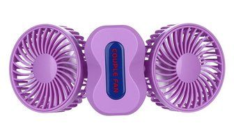 Coomoors Couples Mini Fan Dual Head Portable USB Rechargeable Personal Fan Quiet Operation Desktop Fan with LED... N9