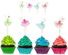 Alchik Ballerina Cupcake Toppers (24-Pack) &ndash; Dessert Birthday Decorations, Party Favors &ndash; Cute Baking Supplies... N2