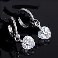 New Arrival! Silver Fashion Heart Gemstone Dangle Earrings Hot Sale N5