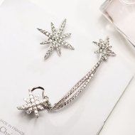 Punk Gothic Antique Silver Snowflake Rhinestone Clip Ear Cuff Wrap Stud Earrings N5