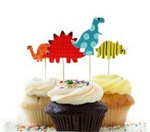 48 Dinosaur Cupcake Dinosaur Toppers for Birthday Party Cake Decorations N2
