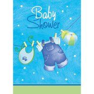 Cardboard Blue Clothesline Boy Baby Shower Cake Bunting Topper N2