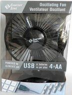Oscillating Desk Fan Dual Powered USB or Battery Black 2 Speed Quiet Operation