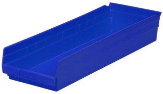 Akro-Mils 30184 24-Inch by 8-Inch by 4-Inch Plastic Nesting Shelf Bin Box, Blue, Case of 6 by Akro-Mils