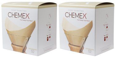 Chemex FSU-100 Natural Bonded Pre-folded Squares Coffee Filters (100 Filters) with Free FOXGALLERY Coffee Guide