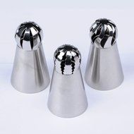 YOUKEE 3PCS New Arrival Unique Sphere Ball Design Small Russian Icing Piping Nozzles with a Tri-color Coupler